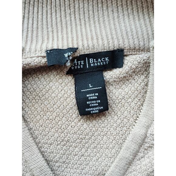 White House Black Market Womens Sweater Cape Beige Oversize Jacket Sz L A0043 - Picture 5 of 6